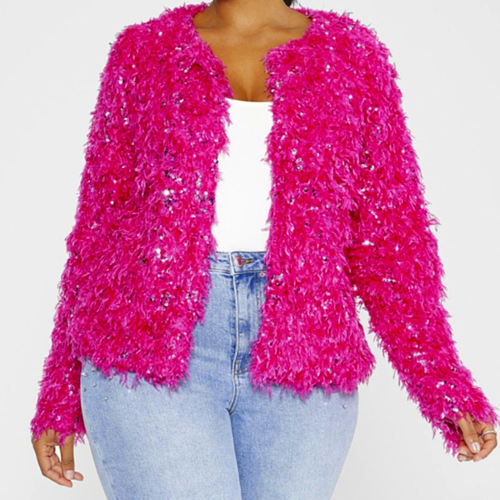 Sparkly Faux-Feather Cardigan (Like New!)